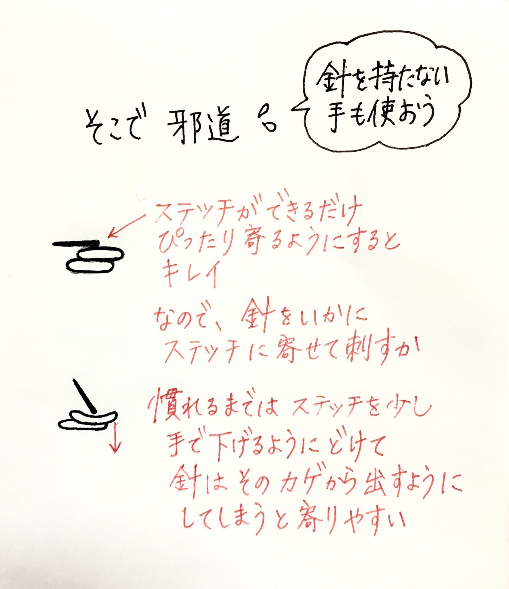 くも アウトラインステッチ なぜ綺麗にいかないのか ステッチとステッチの間に隙間が空いているなら 邪道だけどこんなやり方で上手く刺せることも それで綺麗な完成形になるとやる気が出る もっと刺す 慣れて上手くなる という好循環 だから 刺し