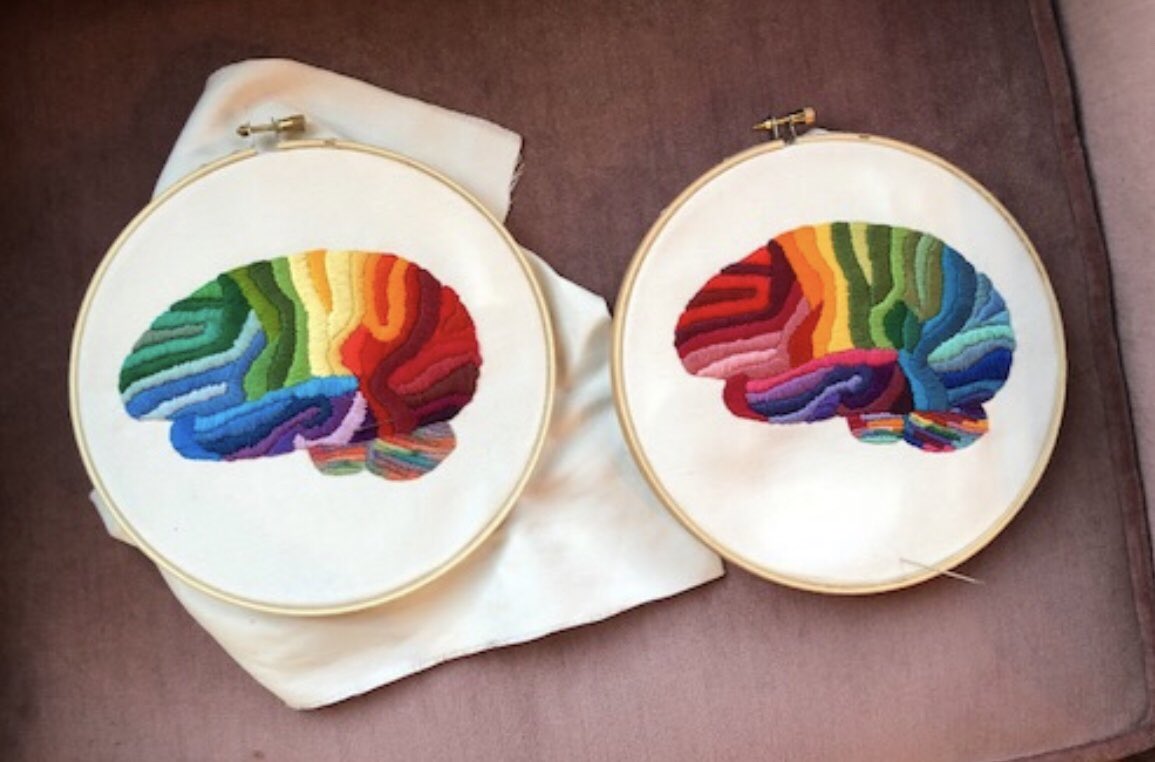 LauraBundesen's tweet photo. One of my #rainbowbrainkit customers just sent me this photo - she’s on kit number 2 and reversed the colors on this one. Looks gorgeous! ♥️💃♥️ #customerlove https://t.co/LGmOSLo1vS