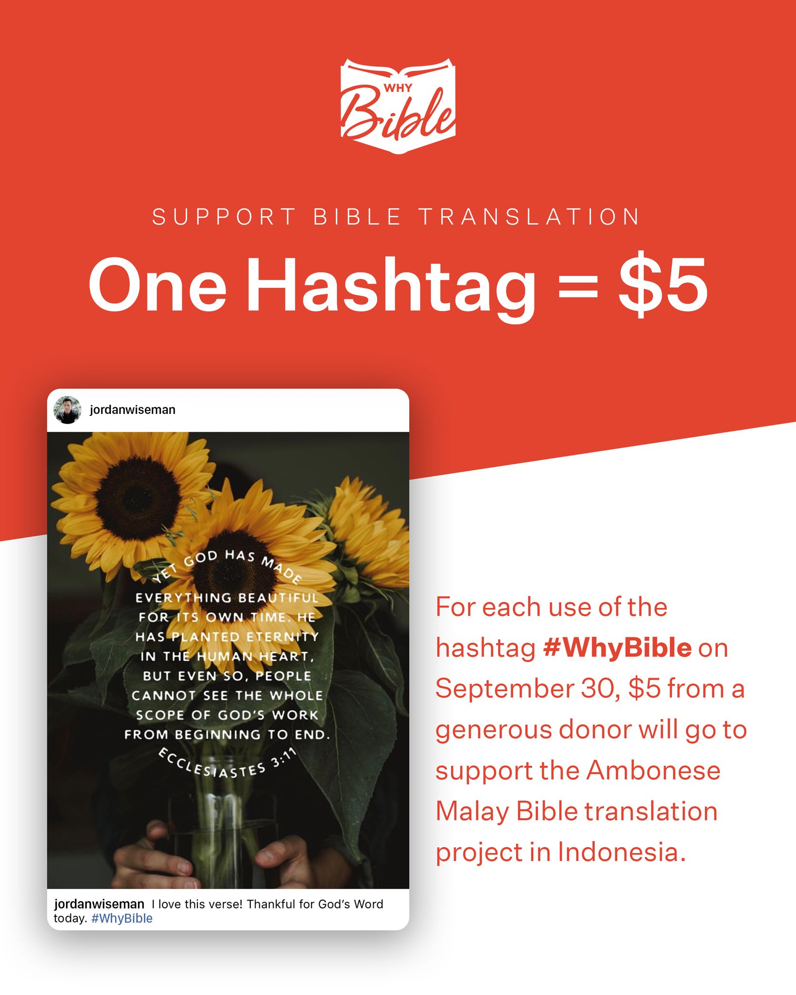 Youversion On Twitter Your Post Can Have A Lasting Impact Today Only September 30 2018 For Every Post That Includes The Hashtag Whybible A Generous Donor Will Give 5 Toward Ambonese Malay