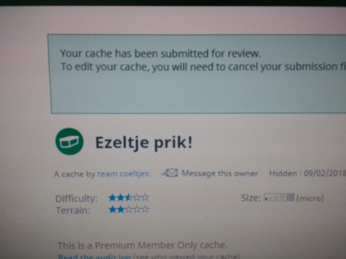 mpeg3man's tweet photo. Zo cache is ingediend spannend!
#gadgetcache #geocaching https://t.co/PruDT0ESCz