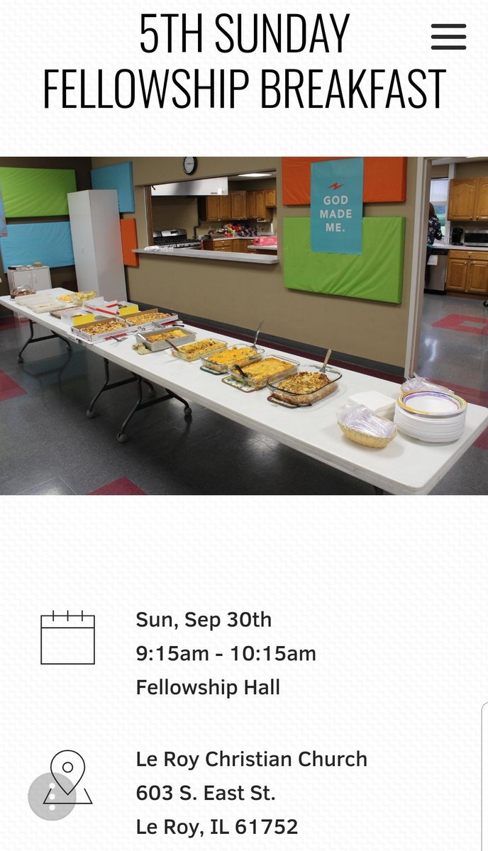 LRChristChurch's tweet photo. Join us today at 9:15am for the 5th Sunday Fellowship Breakfast! Come and hear about how you can impact @LeRoyCUSD2 from High School Principal Jeff Baughman. Breakfast is provided and all are welcome!  https://t.co/b5aaN1svxf 
#Impact61752 #FORLeRoy #Fellowship https://t.co/Wew9Z3hZS6