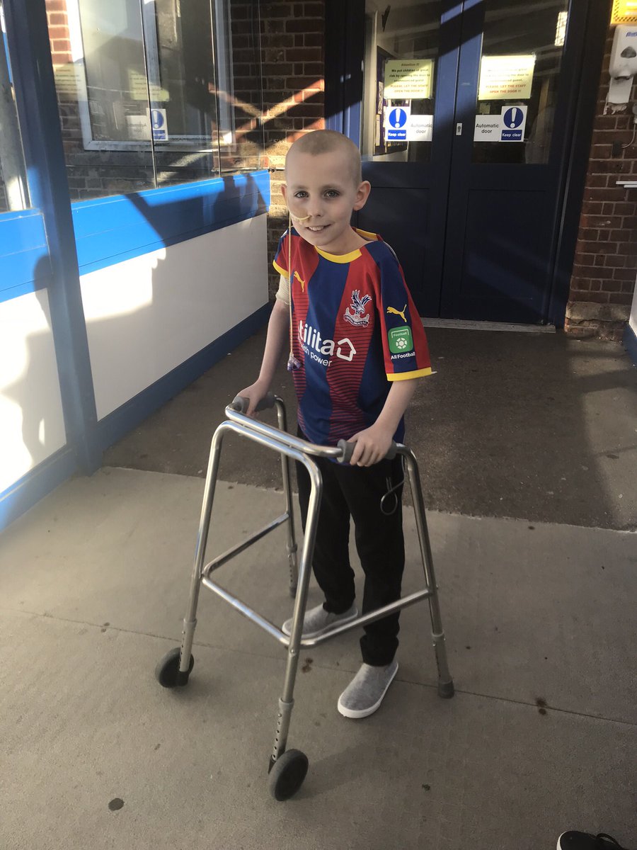 MrsEllacott's tweet photo. Charlie managed to walk from his room to just outside the main doors of the ward before he complained he was tired! https://t.co/mmSWGdfV0R