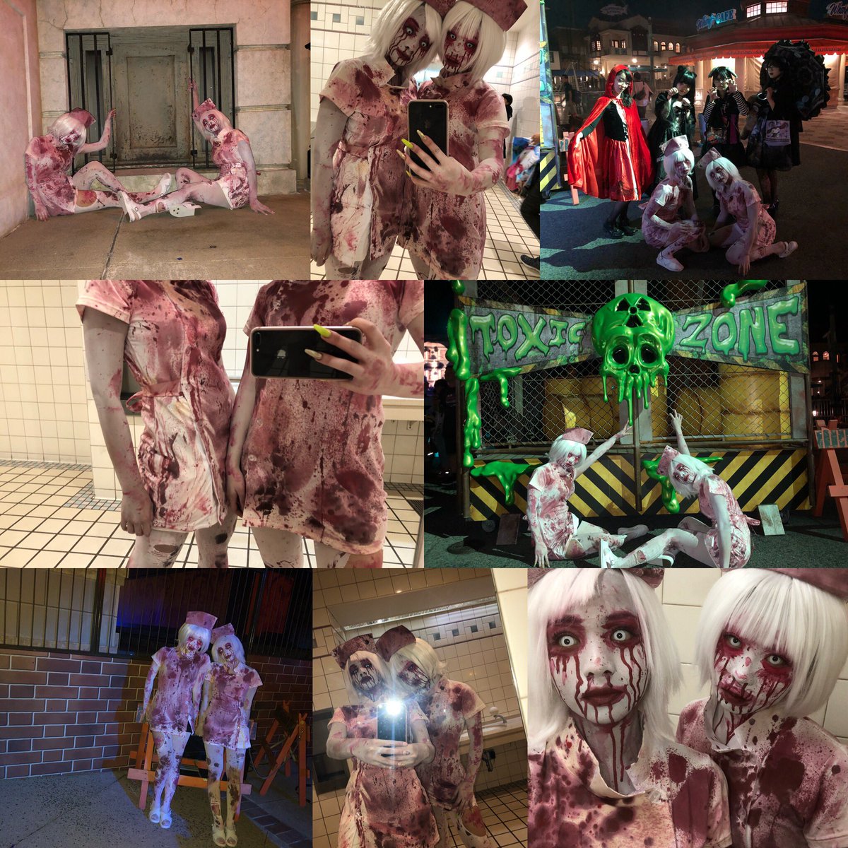 miran86131's tweet photo. ♡💉♡ 2018.09.28 (Fri.) ♡💉♡

ゾンビにもう可愛さなんていらない！！🧟‍♀️笑
駐車場着いて1時間でこのクオリティー💯
沢山の方が声かけてくれて
列が並ぶほど写真も撮ってくれて
めちゃくちゃ嬉しかったぁ(；＿；)♥
来月も行きますUSJらぶ。

#ホラーナイト #ユニバ 
#ゾンビナース #仮装 https://t.co/s5AKWguHfS