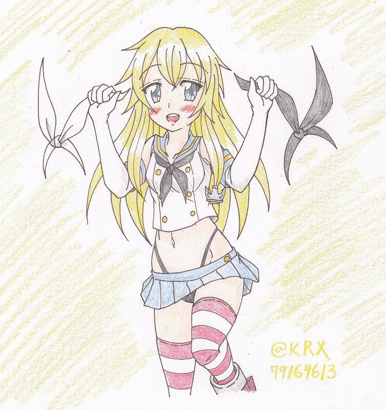 #艦これ版深夜の真剣お絵描き60分一本勝負
 #艦これ版真剣お絵描き60分一本勝負_20180930
 #島風
提督はどっちが好き? 