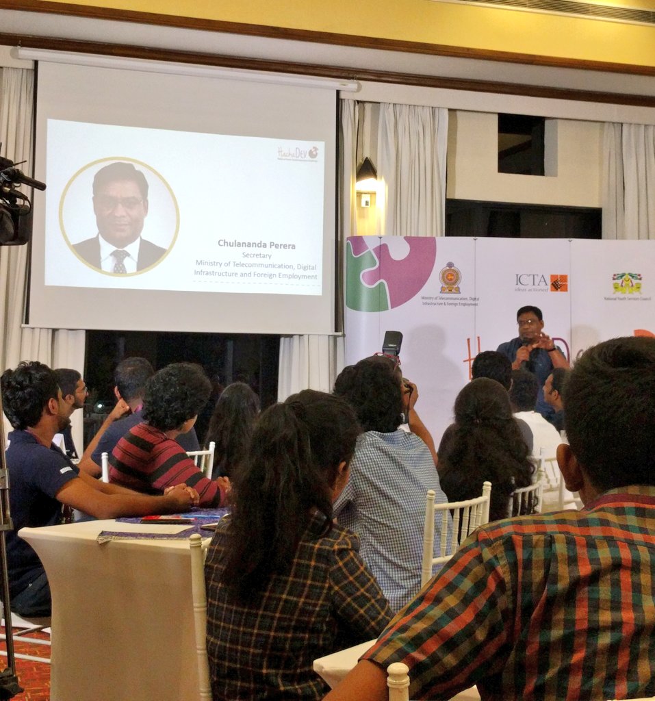shafjag's tweet image. Chulananda Perera, Secretary Ministry of Telecommunication, Digital Infrastructure sharing his experience at National Social Innovation Challenge Camp 

#hackadev #Inno4Dev #lka