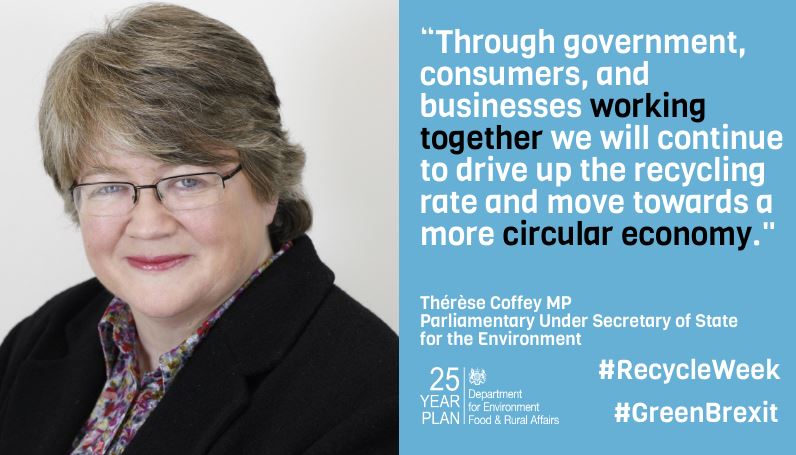 DefraGovUK's tweet photo. What a fantastic #RecycleWeek2018 it's been. Remember, you can look up where to recycle all of your items locally here: https://t.co/qIj9CwM0Ef. Happy #recycling! #circulareconomy @WRAP_UK @recycle_now @theresecoffey #WeDo #RecycleWeek #plasticfree https://t.co/Tje8tvT4oU