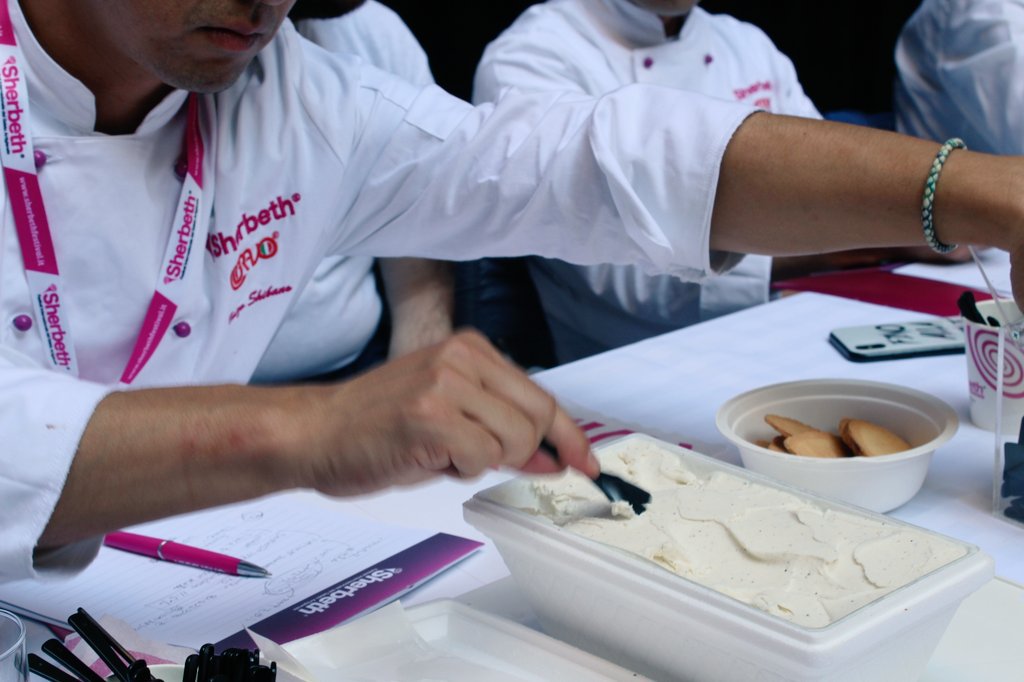 Gelato_Village's tweet photo. Antonio and Daniel's just did a bang  up job of describing Indian Summer #gelato to the venerable panel of judges at #Sherbeth. 
#SherbethGelatoVillage https://t.co/9RTBLRosqS