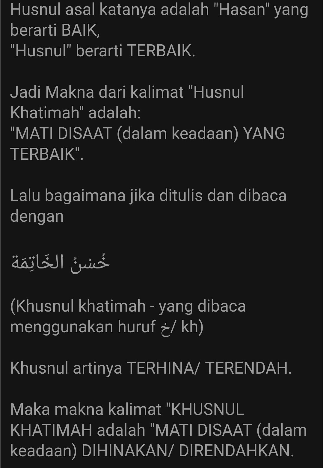 Husnul khotimah artinya