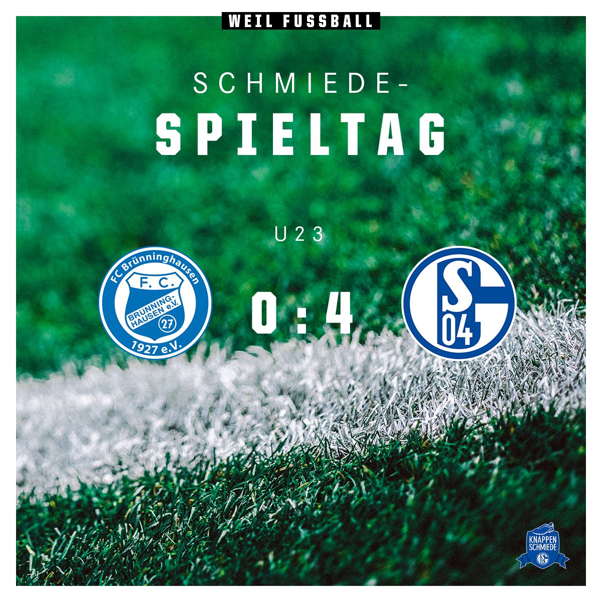 knappenschmiede's tweet photo. #AUSWรRTSSIEG!!! Die #U23 gewinnt 4:0 beim FC #Brรผnninghausen. Tore: #Boujellab (2), #Schley, #Kรผbler.
#schmiede #s04 https://t.co/Pa0KwSv0K2