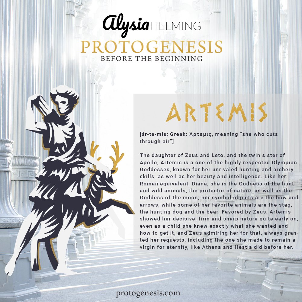 alysiahelming's tweet photo. #GoddessArtemis is the #OlympianGoddess of the hunt, the moon, and chastity; in time, she also became associated with childbirth & nature. Find out more on the #Gods page at https://t.co/cEeAskbBx9! #AncientGods #Artemis #Protogenesis #ProtogenesisMedia #mythology #AlysiaHelming https://t.co/H6WnjW1gfs