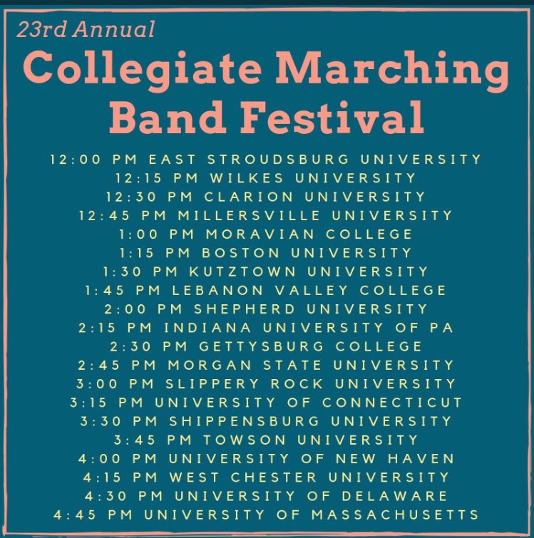 DrumCorpsGeek's tweet photo. Schedule for #cmbf2018 today! https://t.co/JjSCBerUQ6
