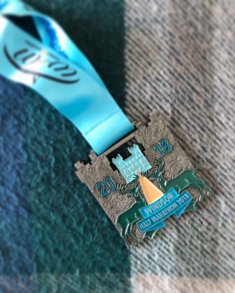 Nice of #WindsorHalfMarathon to organise a medal that coordinates with our home décor. Pretty happy with that.

Huge thanks to @SamLouClark for supporting from mile 1 to mile 12 (she got bored after that 😉)

🥇

p.s. hills suck.