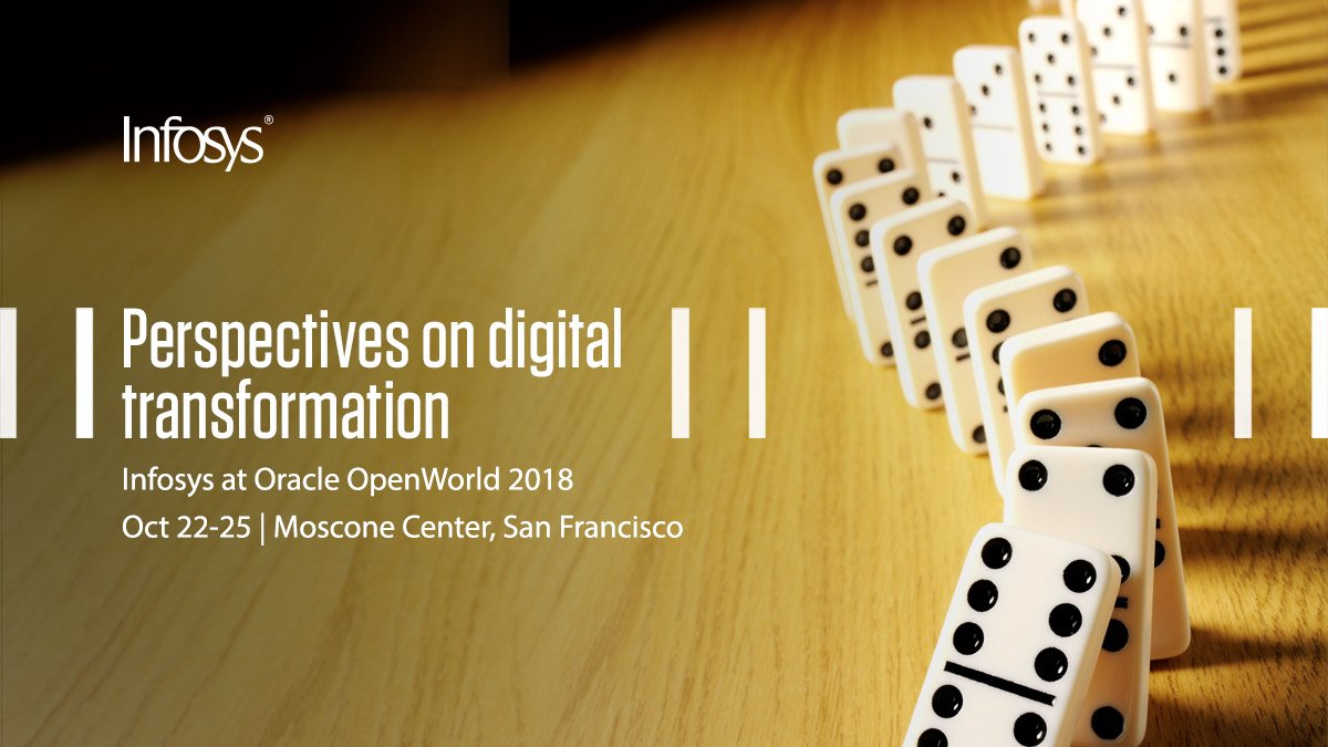 InfosysEvents's tweet photo. Enterprises today are evolving into an #Agile #Connected #Intelligent #Digital Organization. Are you? Meet us at Booth #2601 https://t.co/Ucs8ULmRTL  #OOW18  #InfosysAtOOW https://t.co/JE3l5mqGkN