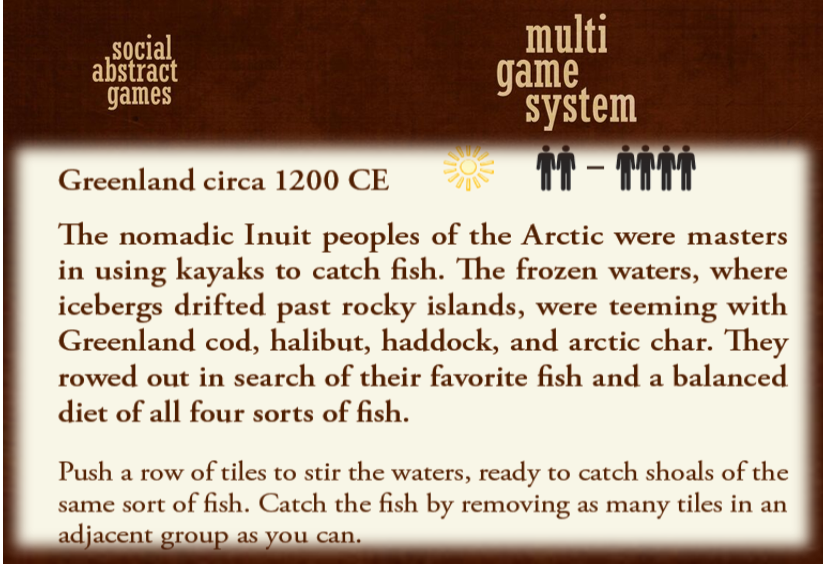 PlayfordGames's tweet photo. Ancients to Essen- 1200 CE- 25 Days to Essen

INUIT is a charming 2-4 player game about fishing in the Arctics! Collect sets of fish swimming together, but you can't score until you have one of each kind. Push a row of tiles to stir the water and catch the fish! #esselspiel https://t.co/FsBj3d6MfT