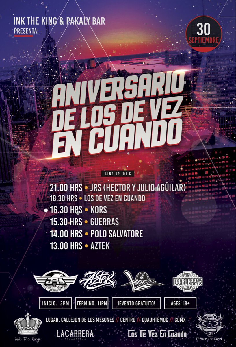 devezencuandomx's tweet photo. Gracias a nuestras familias y a todos los que nos han impulsado con su apoyo moral toquin a toquin asistiendo y bailando a ritmo de #LosTrficantesDeLaSalsa ๐๐พโโ๏ธ๐๐ปโโ๏ธ
HORARIOS presentados ==> @INKTHEKING + @lacarrera_ (en IG) + #PakalyBar ๐ค๐พ๐ค๐ป https://t.co/XDfilt1bfS