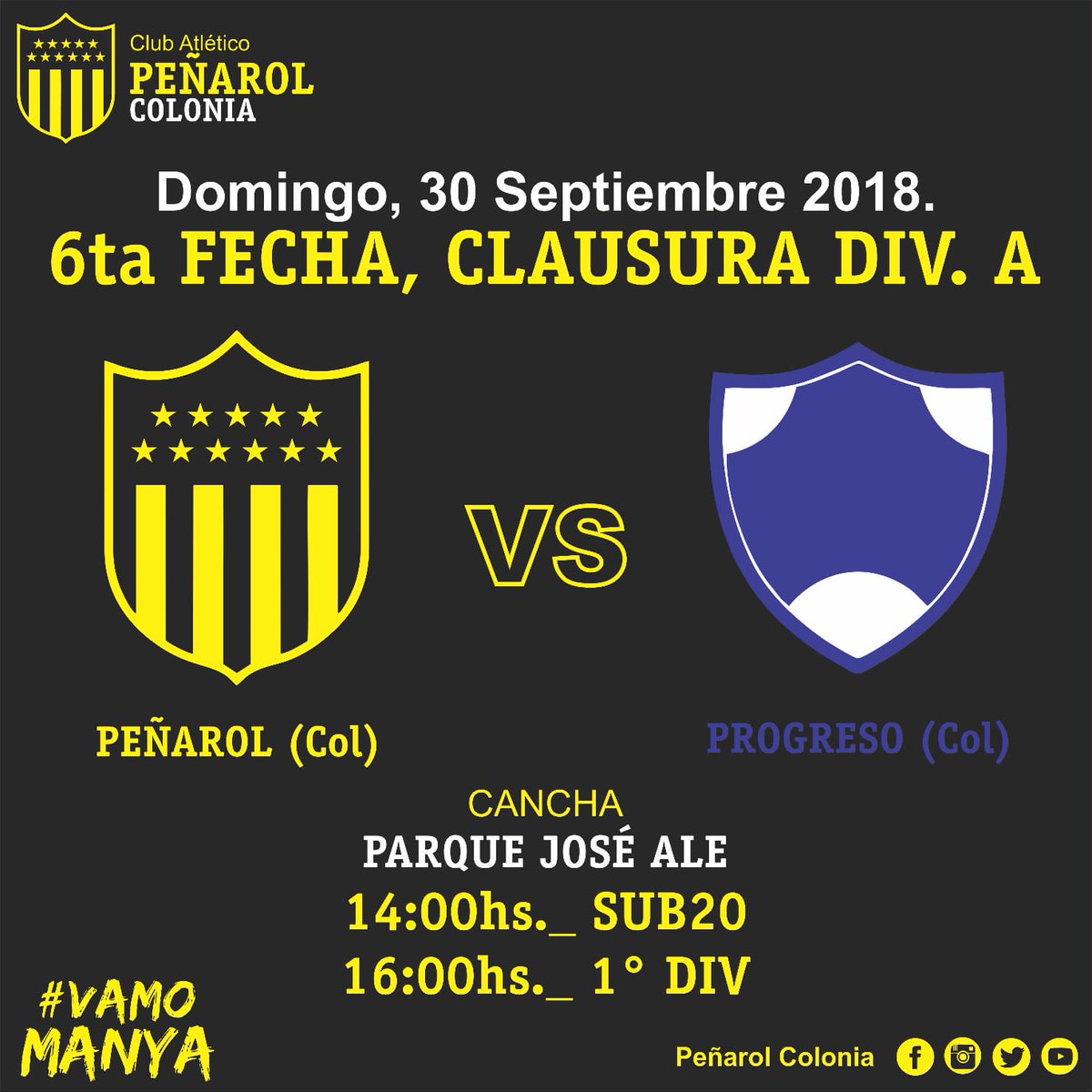 capcolonia's tweet photo. Asoma el sol y tenemos fecha!!
⚽💛🖤
#Futbol
#LigaDeColonia
#CAPColoniaFutbol
#CAPColonia
#VamoManya https://t.co/AkHvysMWn9