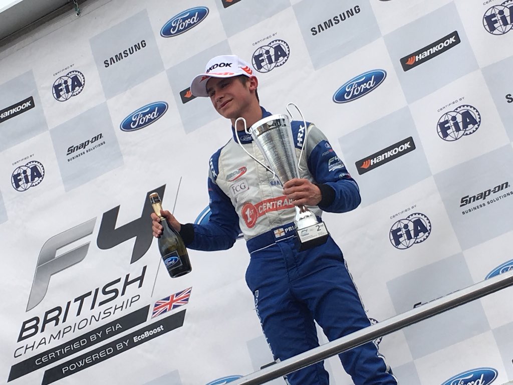 SebPriaulx's tweet photo. Seb has brought his season to a close back on the podium with a superb drive to second place in front of the live ITV4 television cameras #Seb11 #BritishF4 https://t.co/azIGbDNzs9