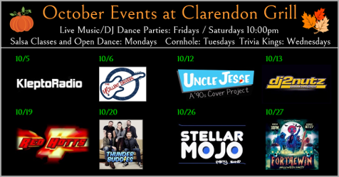 October Events at Clarendon Grill. Click to read more: conta.cc/2N8PyCR