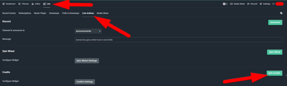 Streamlabs Pa Twitter The Credits Won T Roll Until You Tell Them To Roll Go To The Live Tab In Streamlabs Obs Then Click Live Actions This Tab Can Also Be Found In