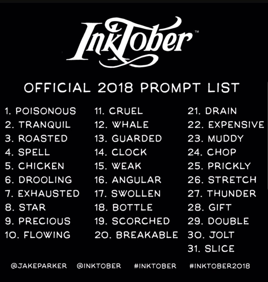 Brewmancer1's tweet photo. So I'm doing this starting tomorrow. #Inktober #FirstTimmer https://t.co/QVOhVDGyq9