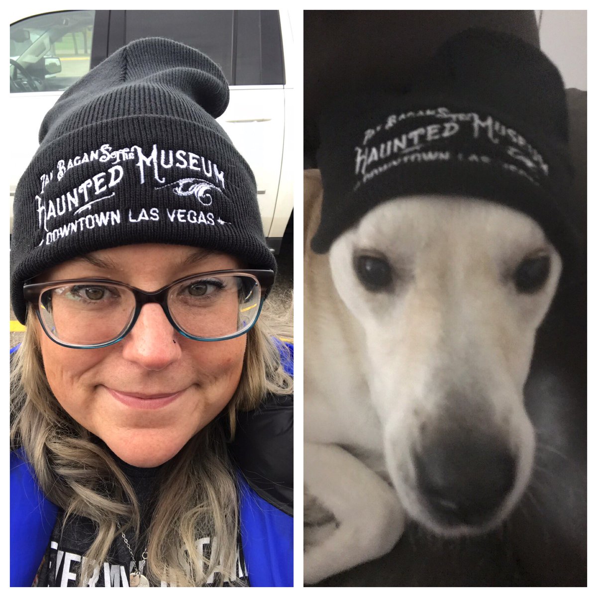 EllieBellie0919's tweet photo. @Zak_Bagans @hauntedmuseum who wore it better, me or Ellie? Spoiler alert: it’s Ellie. 😬#GhostAdventures #paranormal #itsalmostwinter https://t.co/9xdQIhGtOh