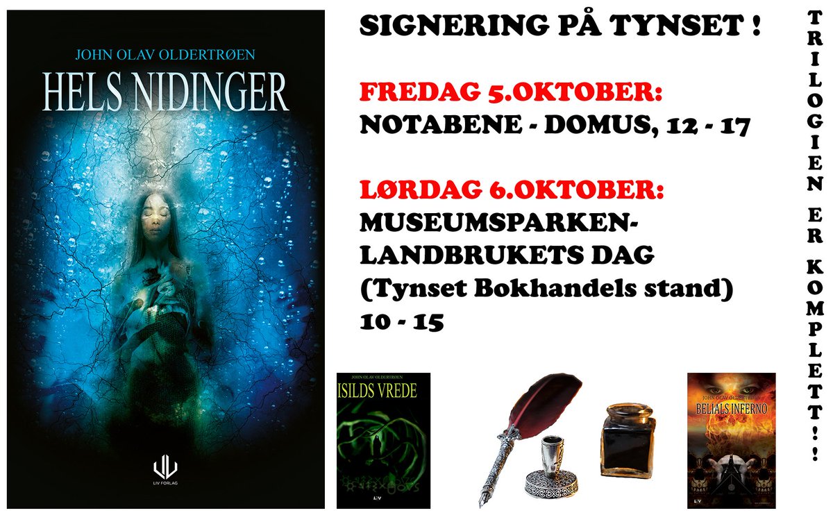 oldis's tweet photo. 5 og 6 oktober: #Boksignering på #Tynset - Hels nidinger #fantasy for ungdom! Kom til #Notabene og #Museumsparken! https://t.co/ClOpoWqAtg