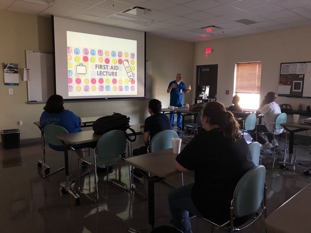 The need to help others is present in every profession! Thank you to our Director of Nursing &amp; Allied Health, Chris Hicks, for teaching our #hospitality students first responder techniques that they can take with them to the workforce. #ASUNewport #Health  #FirstAid