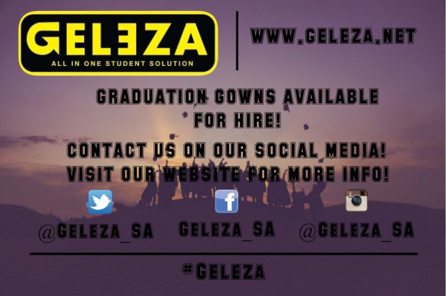 Geleza_SA's tweet photo. Graduation shouldn’t be an expensive ordeal. Geleza will help you get your perfect attire at a reasonable price.
#Gown
#GradHat
#GradBelt
#GradBib https://t.co/IHqVPoHdtc