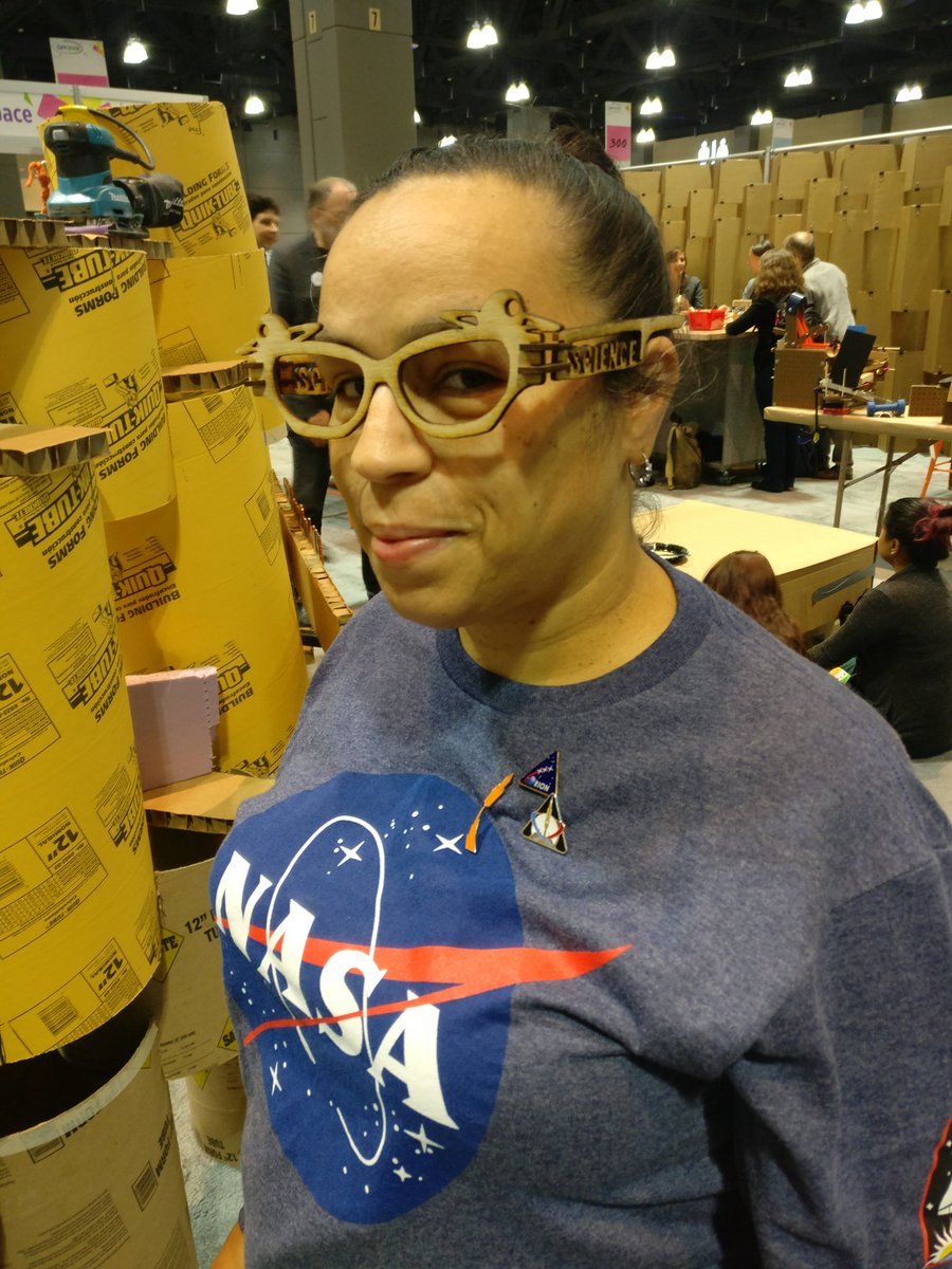 STEAM_Labs's tweet photo. Space science glasses laser cut by @thebestritenow at #makerspaceASTC #ASTC2018 @MarianneMader https://t.co/W2jVMcBwk4