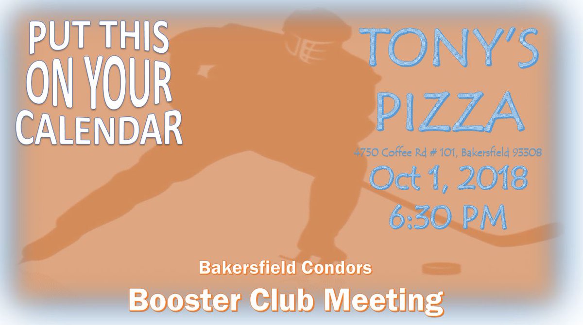 CondorsBC's tweet image. Don't miss the next @Condors booster club meeting tomorrow Oct 1st at 6:30 PM oat Tony's Pizza 4750 Coffee Rd., Bakersfield