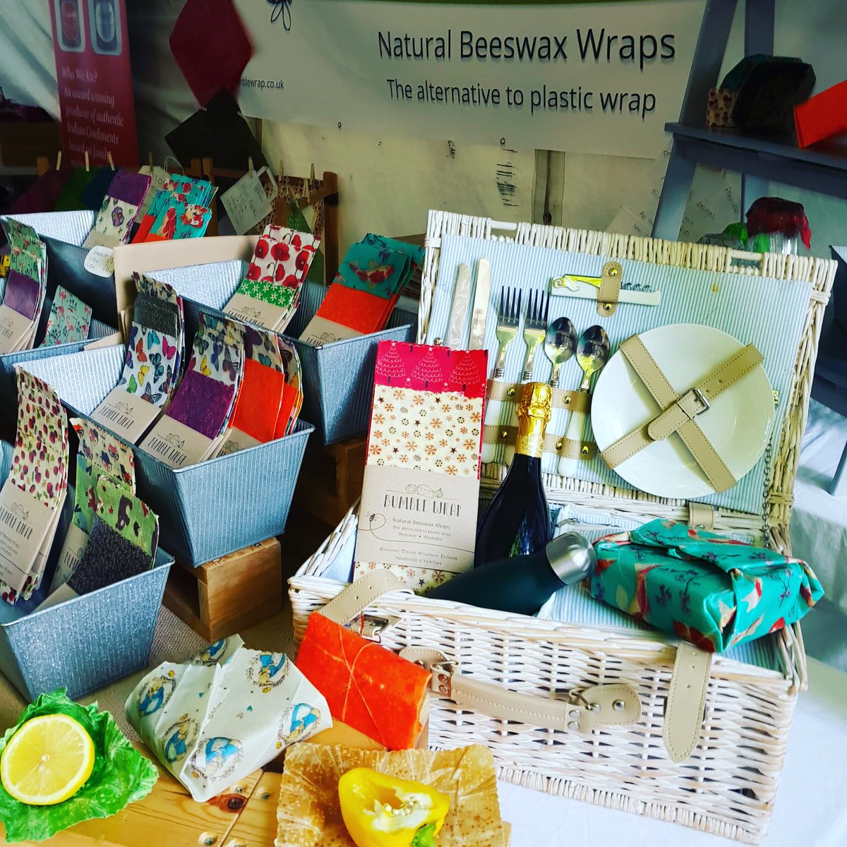 bumblewrap's tweet photo. Great time this weekend at
York Food Festival. Brilliant 2 weekends 
trading alongside @yorkgin. We're at Harewood house on the 6th 
and 7th of October, hope to see some
of you there.
#eco #plasticfree 
#plasticfreeliving #bumblewrap 
#waxwraps #realbread 
#sustainableliving https://t.co/6qcyVfTNNo