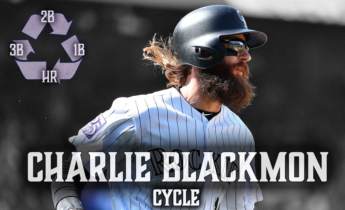 Rockies's tweet photo. Congratulations Charlie Blackmon on hitting for the cycle! ♻️ https://t.co/zoow1XjOdd