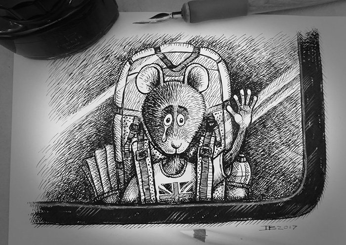My fictional #Inktober2017 journey of the EU came to a close with this image where the backpacking mouse was finally revealed.
#IBsInktober2017