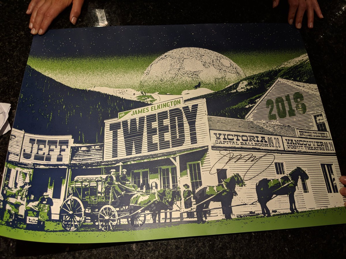 NathanRivIns's tweet photo. @JeffTweedy 
Thanks for an awesome show in Vancouver last night, and thanks for signing our poster!!!! 
@Wilco https://t.co/FbCy4ubWfP