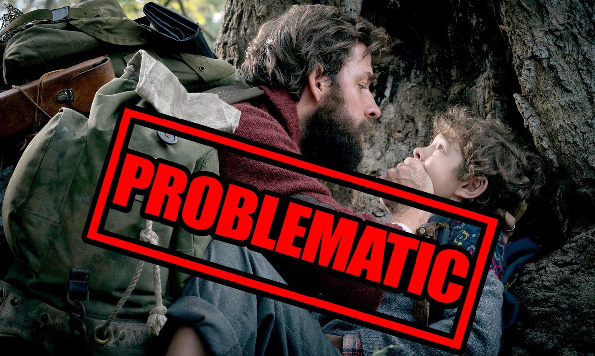 OffensiveCinema's tweet photo. Another troubling aspect of A QUIET PLACE is the film’s obsession with gender roles, with men going hunting and women staying home to cook/clean.

The father’s dominance - even covering his son’s mouth to keep him quiet - shows that he’s the very embodiment of toxic masculinity. https://t.co/oq3YyShG0Z