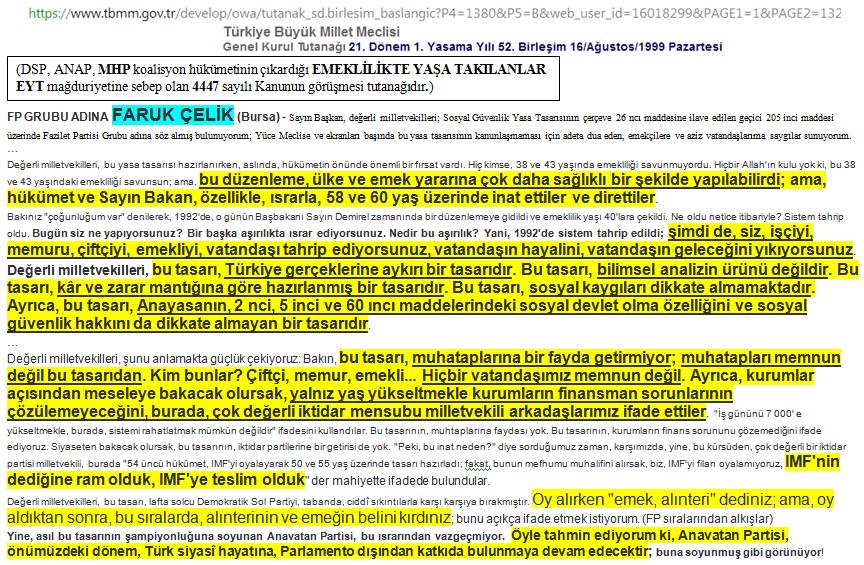 <a href="/_EmiNe_K__/">𝐄𝐦𝐢𝐍𝐞 🇹🇷</a> @_EYT_EYT <a href="/sdbilgic32/">Süreyya Sadi Bilgiç</a> <a href="/nejatkocer/">Nejat Koçer</a> <a href="/SIRIN_UNAL/">Şirin ÜNAL 🇹🇷</a> <a href="/ekremcelebi4/">Ekrem ÇELEBİ 🇹🇷</a> <a href="/07ibrahimaydin/">İbrahim AYDIN</a> <a href="/bekirkuvveterim/">Bekir Kuvvet ERİM 🇹🇷</a> <a href="/Nilgun_OK/">Nilgün ÖK 🇹🇷</a> <a href="/aysekesir/">Ayşe Keşir 🇹🇷🇹🇷🇹🇷</a> <a href="/_ibrahimaydemir/">İbrahim Aydemir</a> <a href="/mvcemalozturk/">Cemal ÖZTÜRK</a> <a href="/yasarkirkpinarr/">YAŞAR KIRKPINAR</a> <a href="/scakir20/">Sami ÇAKIR</a> <a href="/uguraydemir45/">Uğur Aydemir 🇹🇷</a> <a href="/corasalih/">Salih Cora</a> <a href="/ismailgunes64/">İsmail Güneş</a> <a href="/Akparti/">AK Parti</a> <a href="/RT_Erdogan/">rt_erdogan</a> <a href="/dbdevletbahceli/">Devlet Bahçeli</a> <a href="/turanbulent/">Bülent TURAN</a> <a href="/mehmedmus/">Dr. Mehmet Muş</a> <a href="/icesur/">Ismail Cesur</a> <a href="/tcbestepe/">T.C. Cumhurbaşkanlığı</a> @arzuerdemDB @enginyurt052 <a href="/ikalin1/">İbrahim Kalın</a> <a href="/TBMMGenelKurulu/">TBMM Genel Kurulu</a> <a href="/AKKADINGM/">AK Parti Kadın Kolları</a> <a href="/erkanakcay45/">Erkan Akçay</a> <a href="/FahriKasirga/">Fahri Kasırga</a> <a href="/MKalayci42/">Mustafa Kalaycı</a> <a href="/lutfielvan/">Lütfi Elvan</a> <a href="/AkpartiAnkara/">AK Parti Ankara</a> <a href="/MHP_Bilgi/">MHP</a> <a href="/mahirunal/">Mahir Ünal 🇹🇷</a> Sn. <a href="/Akparti/">AK Parti</a> yetkilileri, ilgilileri;

Ekte yer alan 4447 sy. Yasanın TBMM tutanağında yer aldığı üzere <a href="/farukcelikcomtr/">Faruk Çelik</a> EYT'yi mağdur eden yasa IMF TESLİMİYETİDİR, demişti.

Ne oldu da iktidar olunca mağdur #EmeklilikHakkıGaspEdilenler i unuttunuz.

<a href="/MHP_Bilgi/">MHP</a>
<a href="/herkesicinCHP/">CHP 🇹🇷</a>