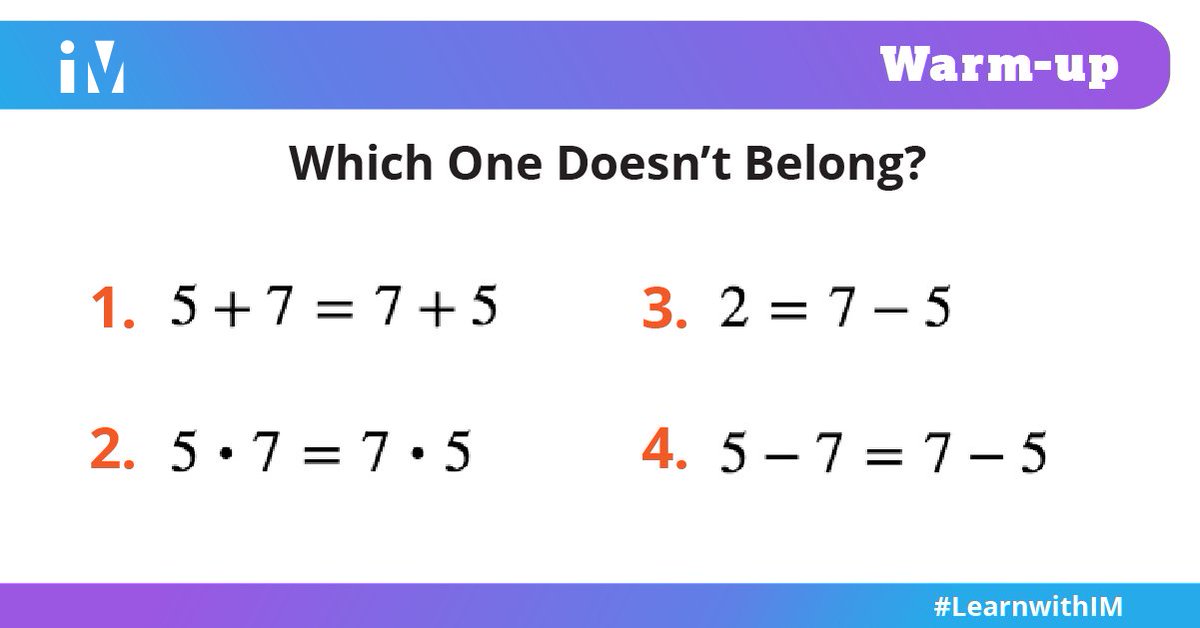 Which equation do you think your students are most likely to say doesn't belong?