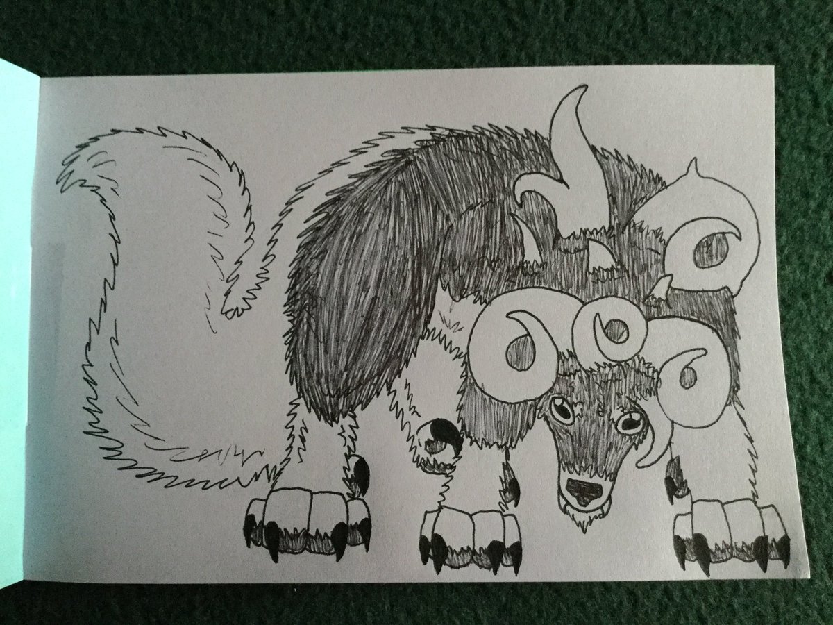 Wolfpangolin's tweet photo. #InkSketchSunday #traditionaldrawing #drawing #doodle #ink #illustration #traditional #ink #sketch #lineart #kibathedemonicwolf #kibawolfpangolin #wolfpangolin #horns #monster #creature #beast #wolf #dog #canine #monsterdog #goatdog #monstergoat #mutant #wolfmonster https://t.co/9595CJxAMT