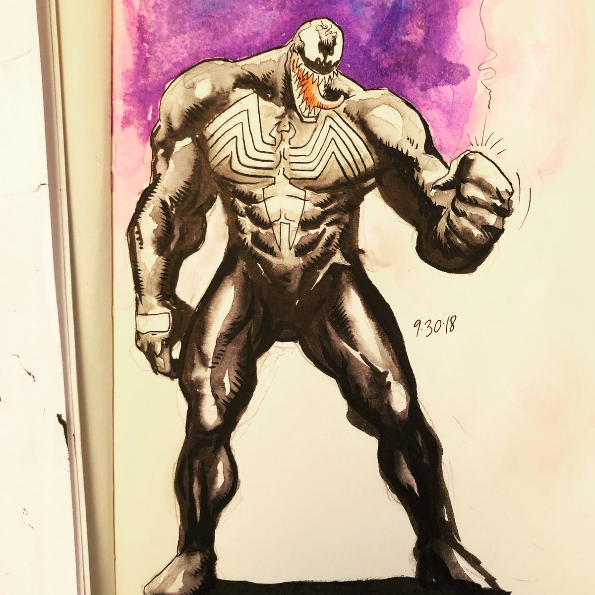 richleedraws's tweet image. Sunday morning sketch: Venom 
.
..
#sketch #sketchbook #sketchbox #doodle #marvel #venom #eddiebrock #drawing #wearevenom #spiderman