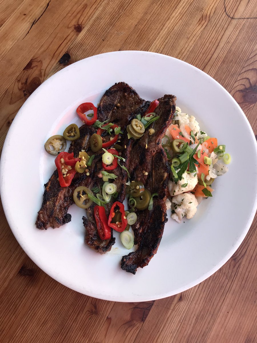 New Happy Hour Menu Item : grilled kalbi beef ribs with house pickled vegetables. <a href="/3sixtykitchen/">Three Sixty Kitchen</a> #happyhour #sunday #fallmenu