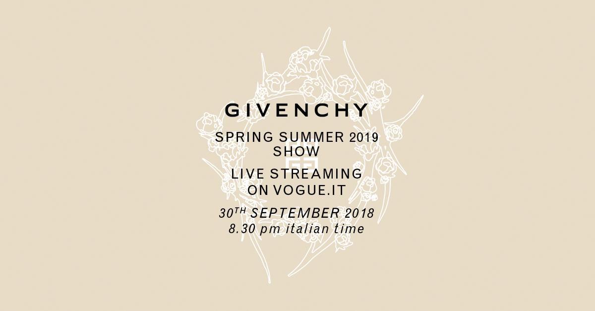 vogue_italia's tweet photo. Non perdete oggi alle 20.30 la sfilata Primavera Estate 2019 di @givenchy in diretta da Parigi #PFW #GivenchySS19 https://t.co/YYAXmmJ3gp https://t.co/3179dW1RwL