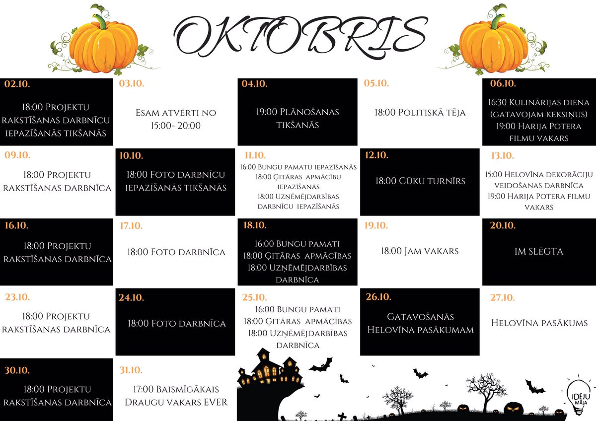 IDEJUMAJAlv's tweet photo. Gada spocīgākais mēnesis solās būt elpu aizraujošs 👻🎃👻Lecam iekšā oktobrī! 🤠 https://t.co/jZsDtXfEdX