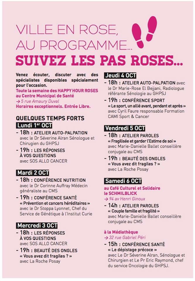 mariecolavita's tweet photo. Dès demain conférences &amp; ateliers de La Ville en Rose organisés au Centre Municipal de Santé avec le Dr Séverine Alran du Centre du sein de Saint Joseph, le Dr Stoppa Lyonnet de Institut Curie, Cyril Faure de La Cami Sport et Cancer, Sos Allo Cancer @Montrouge92 https://t.co/PtTIbwXE4E