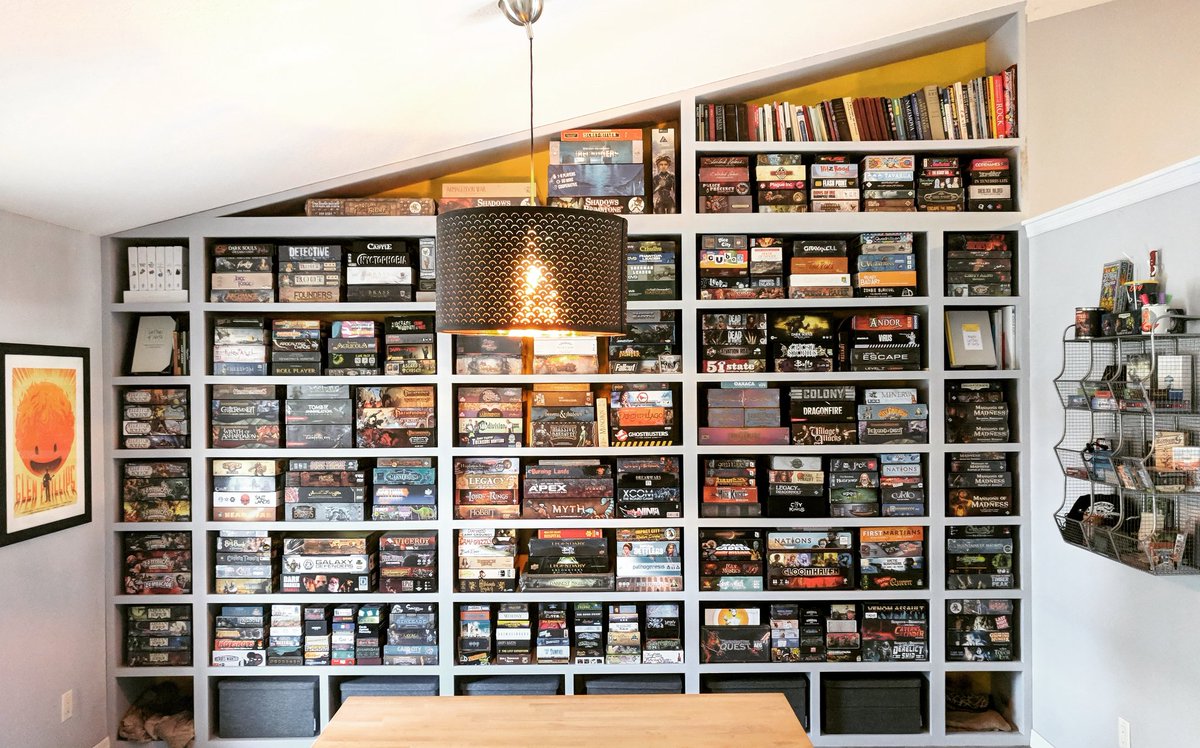 Updated #shelfie with a lot fewer books now #boardgames #tabletopgames #shelfiesunday