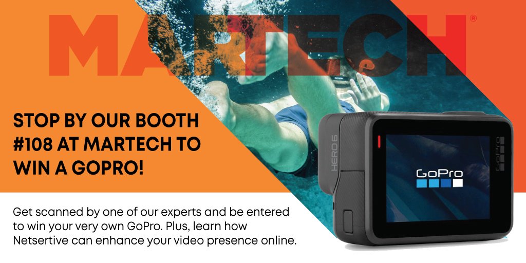 Netsertive's tweet photo. Stop by the Netsertive booth #108 tomorrow through Wednesday at #MarTech to be entered to win a GoPro! To book a meeting with our experts visit: https://t.co/FgpbsrvCkS https://t.co/sPkFL04h4t