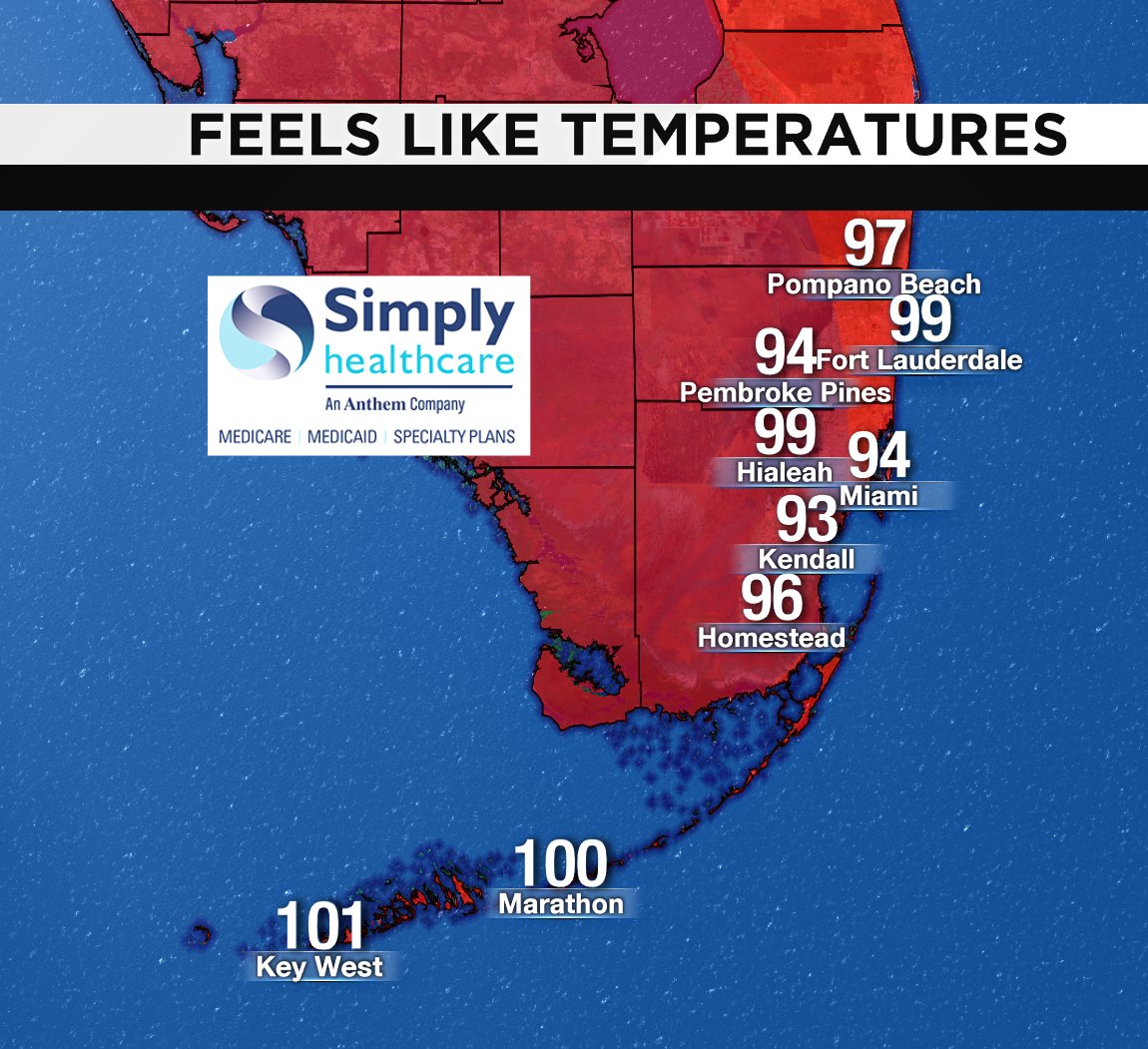 It's 3PM! Check out the heat index. #BROWARD #MIAMIDADE #FLKEYS Presented by Simply Healthcare https://t.co/6PrXdtFGco