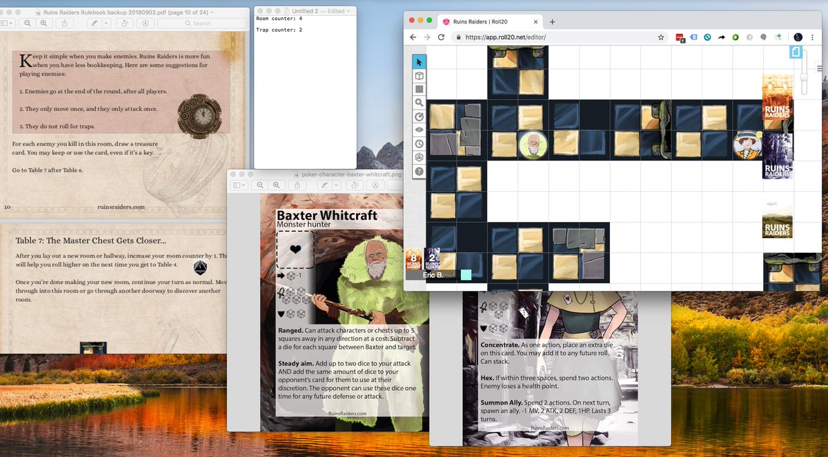 Trying out the game on Roll20.net ... thinking I could offer a graphics pack on the marketplace as an easy way to jump into the game? Also, Roll20 supports online play (if anyone is interested in testing out the game) and background music! 😊🎵