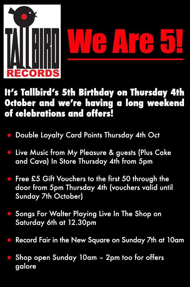 It’s our 5th Birthday on Thursday and we’ve got a lot going on to celebrate! 

Please retweet to be in with a chance of winning a super limited edition colour vinyl version of one of our biggest sellers since opening - The Arctic Monkeys “Whatever People Say I Am...”