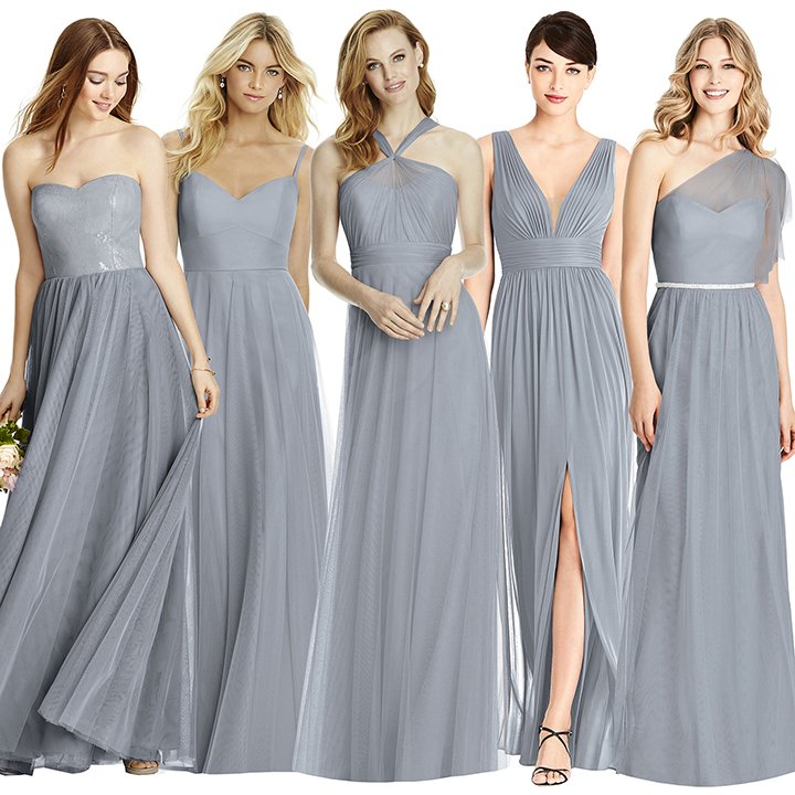 platinum silver bridesmaid dresses