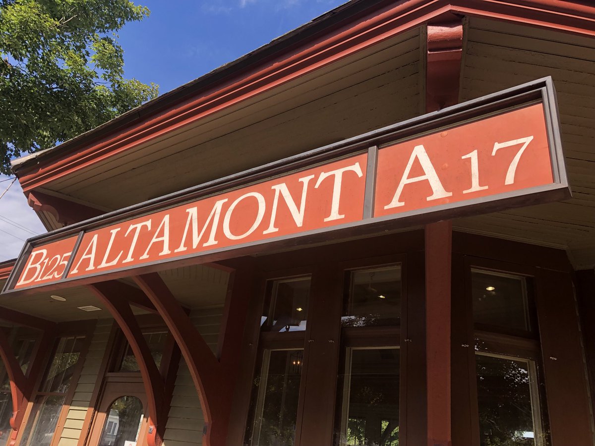 MrsCalacone's tweet photo. Library #19 Altamont Free Library. What is cooler than a library in an old train station? Lots of great history and a nice patio. The children enjoyed playing with the fire station and train tracks. Got some great books out too! @kcalacone #Library36er @AltamontLibrary https://t.co/zYzmgNMLHf